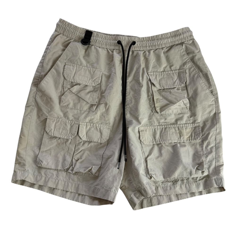 PACSUN Cargo Shorts Tan Mens Size L Pockets Drawstring‎ Elastic Waist